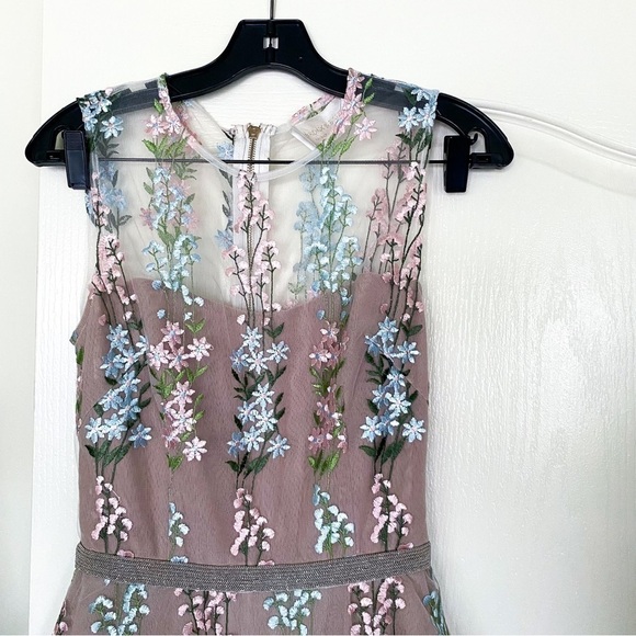 Bronx & Banco Dress Isola Mini Floral Embroidered Beaded Tulle Lace Multi S EUC - Picture 4 of 7